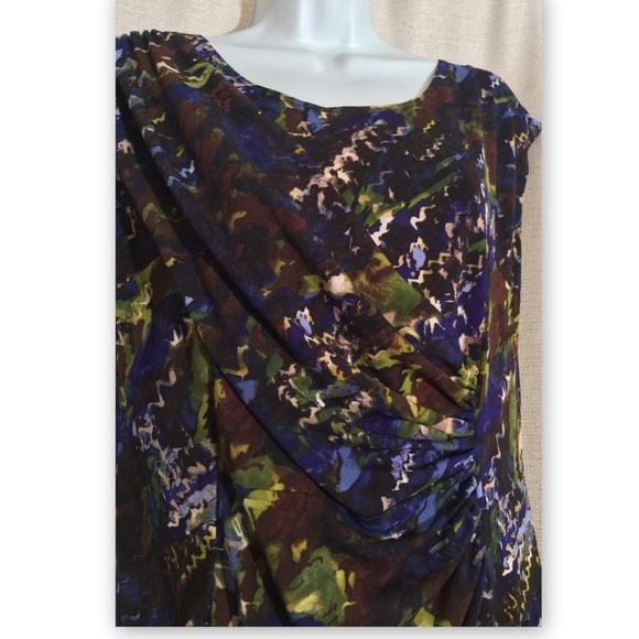 TIANA B Size Medium Brown Blue Abstract Knee Length Stretchy Sleeveless Dress - Picture 6 of 7